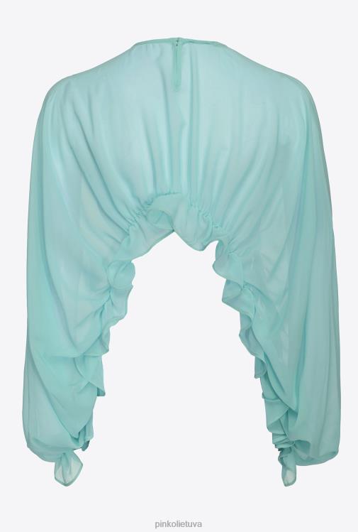 gūžteli pečiais | DH06P627 susiraukšlėjęs pečiais Pinko nilo mėlyna