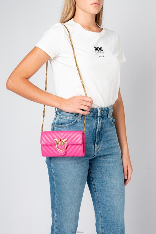 piniginės | DH06P1131 meilės krepšys chevron piniginė Pinko fuksijos – antikvarinis auksas