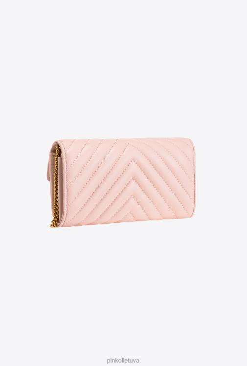 piniginės | DH06P1133 meilės krepšys chevron piniginė Pinko dulkėtas rausvas senovinis auksas