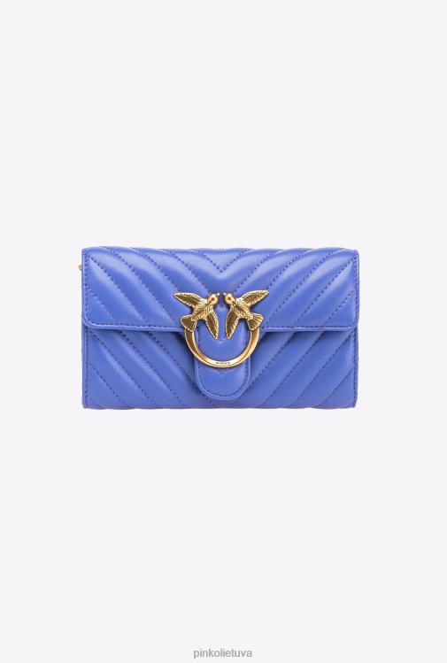piniginės | DH06P1134 meilės krepšys vienas piniginės ševronas Pinko korsikos mėlynas-antikvarinis auksas