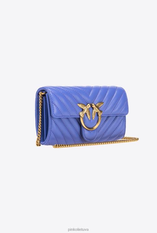 piniginės | DH06P1134 meilės krepšys vienas piniginės ševronas Pinko korsikos mėlynas-antikvarinis auksas