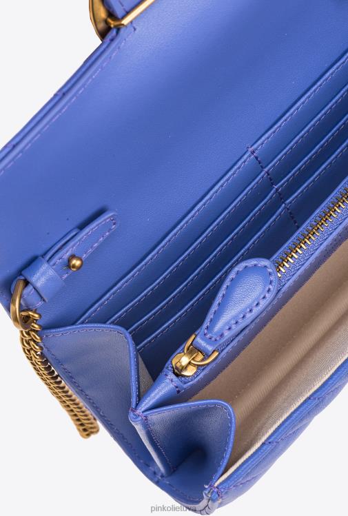 piniginės | DH06P1134 meilės krepšys vienas piniginės ševronas Pinko korsikos mėlynas-antikvarinis auksas