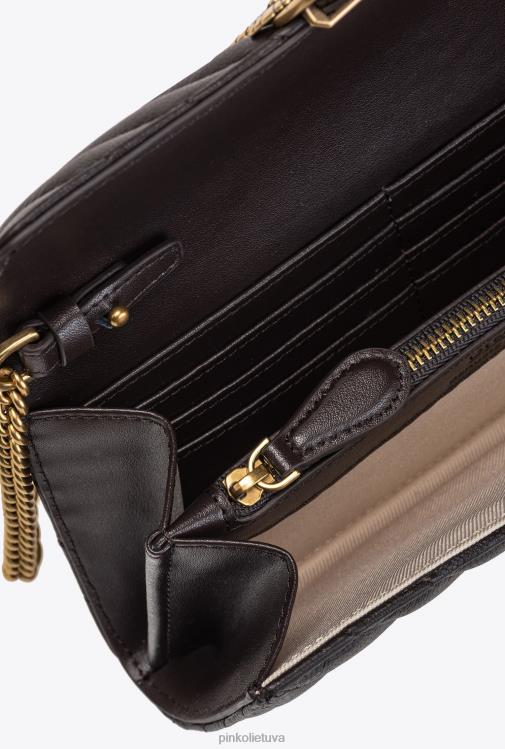 piniginės | DH06P1135 meilės krepšys vienas piniginės ševronas Pinko labai tamsiai rudai senovinio aukso