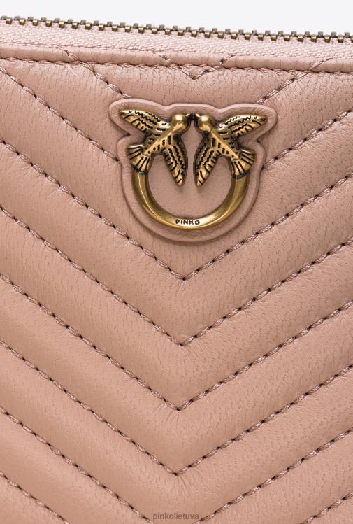 piniginės | DH06P1138 maža piniginė su užtrauktuku iš ševrono rašto „nappa“. Pinko dulkėtas rausvas senovinis auksas