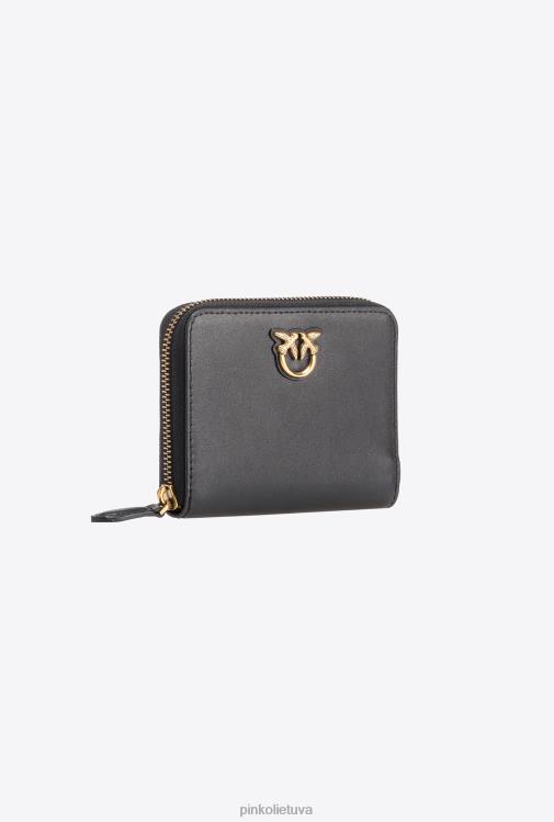 piniginės | DH06P1145 kvadratinė odinė rankinė su užtrauktuku Pinko juodas-antikvarinis auksas