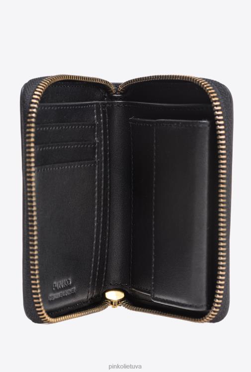 piniginės | DH06P1145 kvadratinė odinė rankinė su užtrauktuku Pinko juodas-antikvarinis auksas