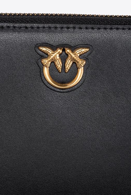 piniginės | DH06P1149 odinė piniginė su užtrauktuku Pinko juodas-antikvarinis auksas