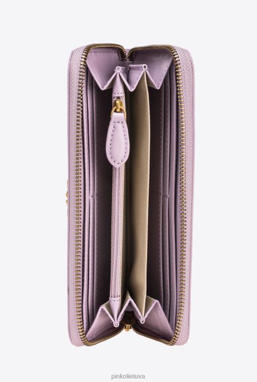 piniginės | DH06P1150 odinė piniginė su užtrauktuku Pinko vilkdalgis-senovinis auksas