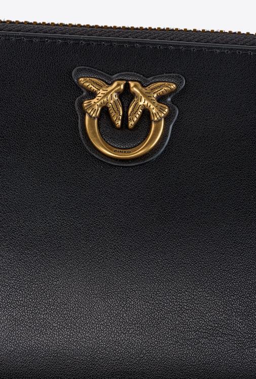 piniginės | DH06P1151 odinė piniginė su užtrauktuku Pinko juodas-antikvarinis auksas