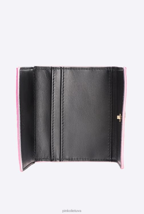 piniginės | DH06P1168 Galleria kompaktiška piniginė iš laminuotos roplių odos Pinko pudra rausvai blizgus auksas